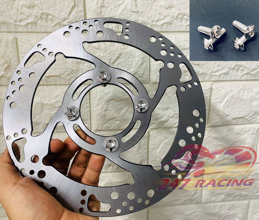Đĩa thắng Phay CNC bước chân tặng kèm 4 ốc SALAYA inox 304 gắn xe máy Sirius,Exciter,Wave,Blade,RSX...