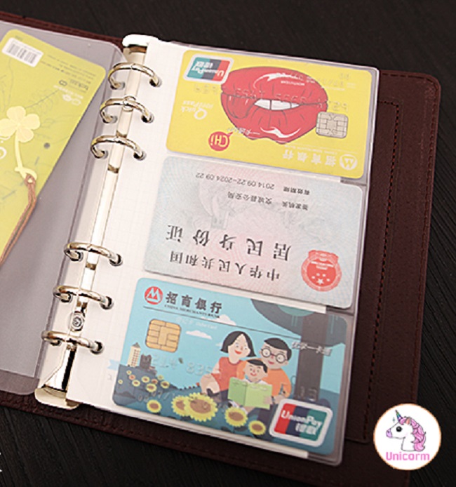 Túi zip đựng sticker và túi đựng thẻ cho sổ còng planner A5