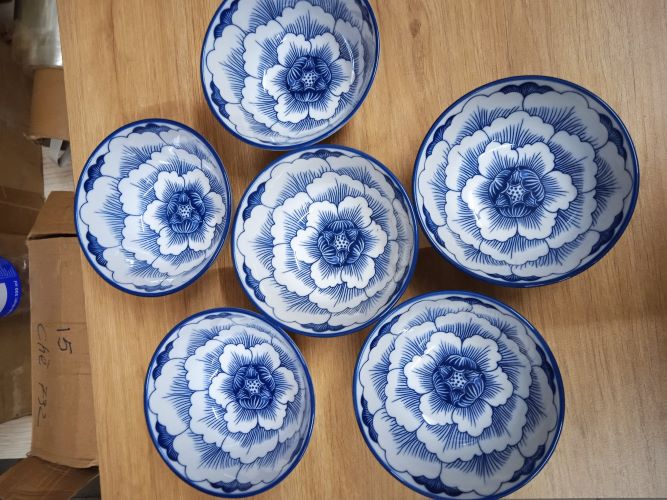 Bộ 10 chén cơm gốm sứ hoa văn Giả cổ