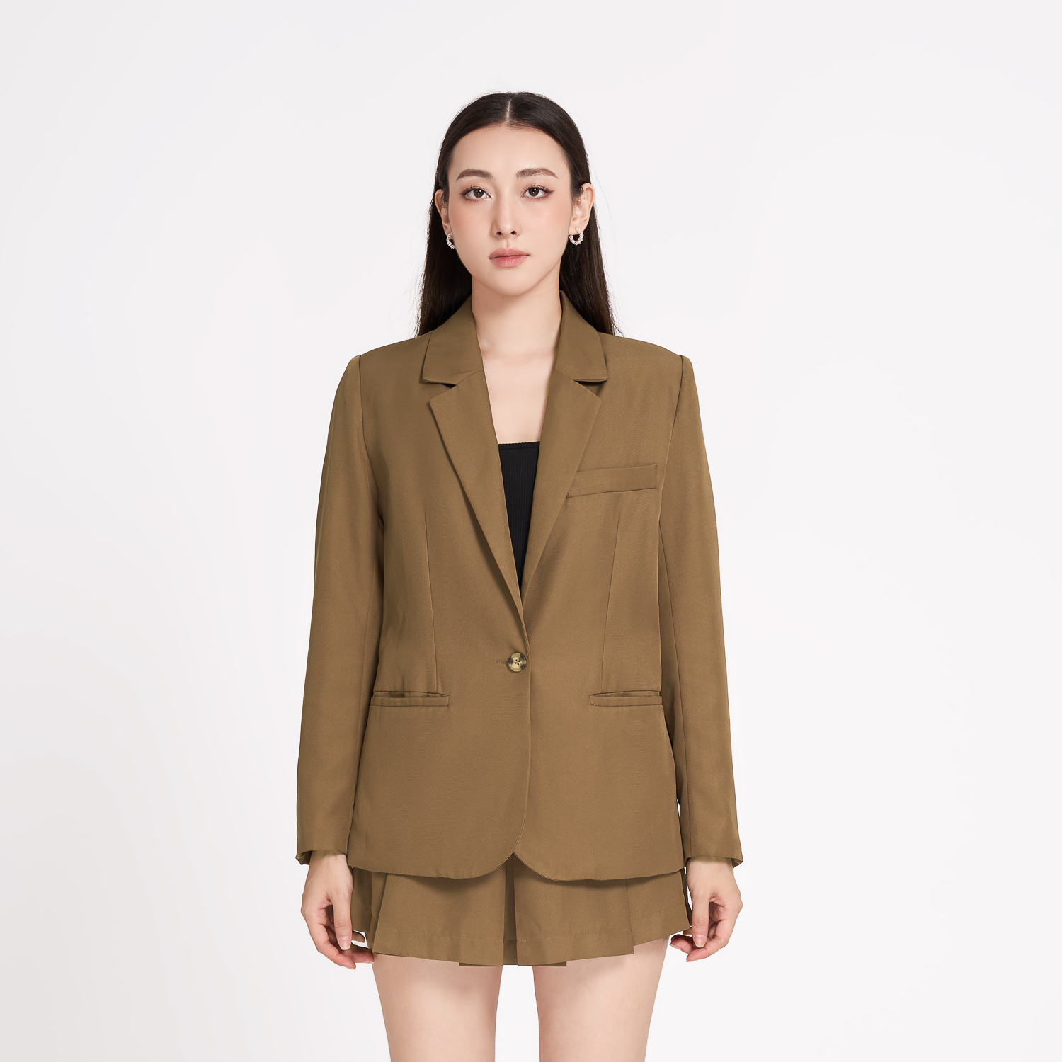 Áo blazer suông cotton Maybi