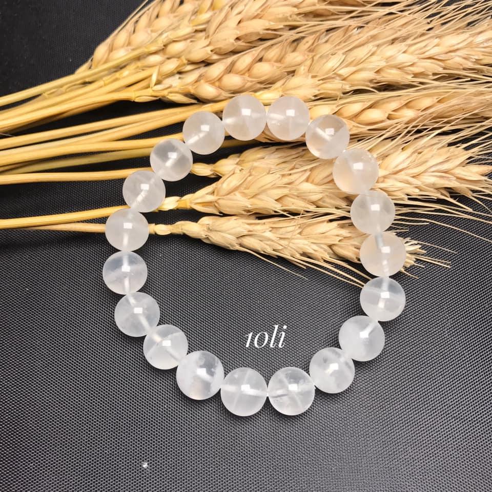 Vòng tay đá thạch anh ưu linh trắng cỡ hạt 10mm