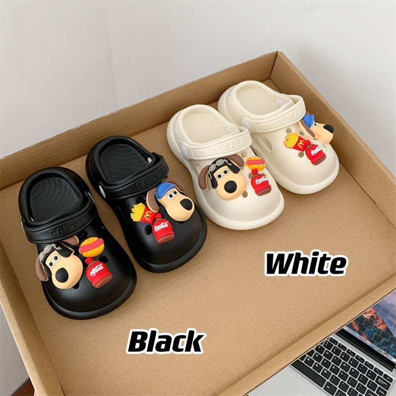 Dép sục gắn sticker chó mắt to đáng yêu cho bé trai bé gái