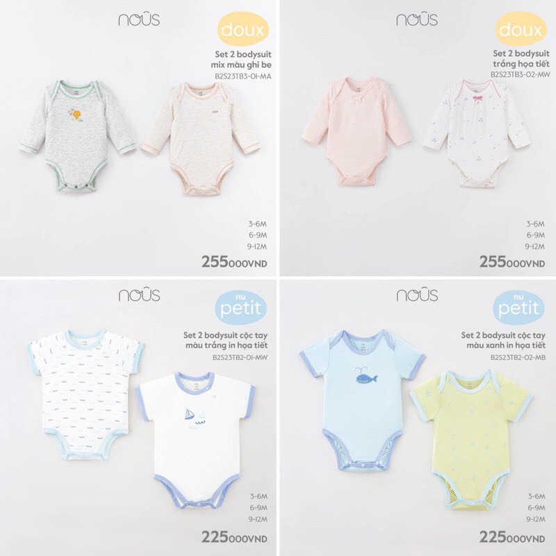 [NOUS] Bodysuit nous mềm mại, dễ thương cho bé