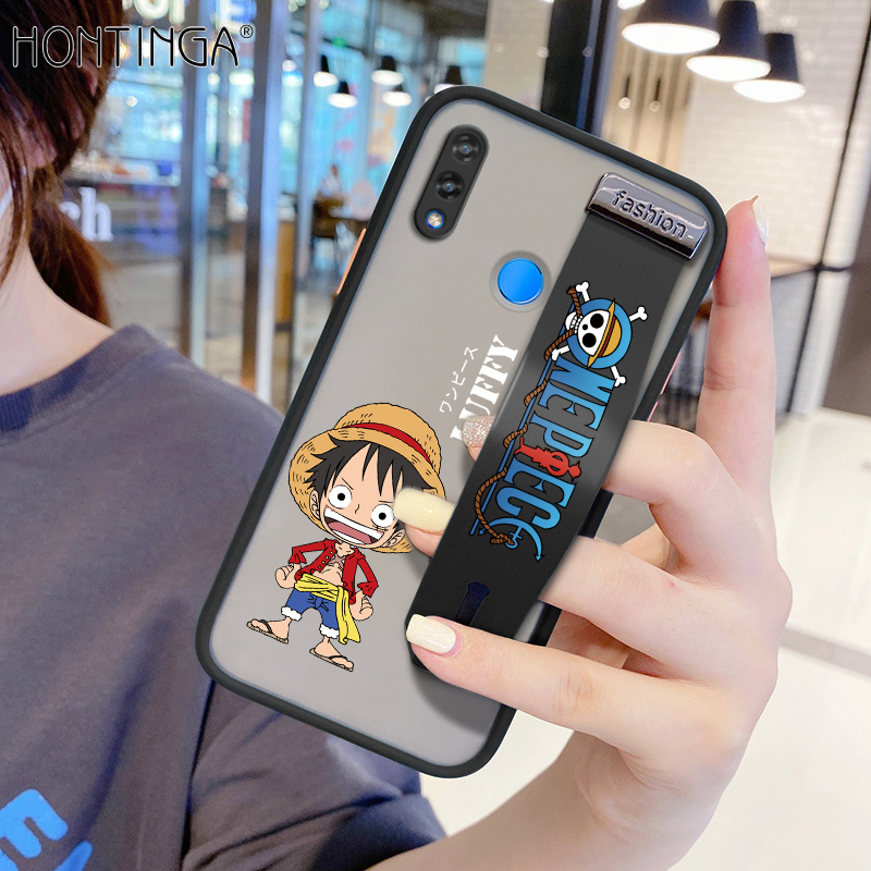 (With Wristband) Hontinga Casing Case For Huawei Nova 3i Case Shockproof Frosted Cartoon Anime Case Luffy Transparent Phone Casing Full Back Cover Lens Camera Protector Cases Hard Case For Boys Girls