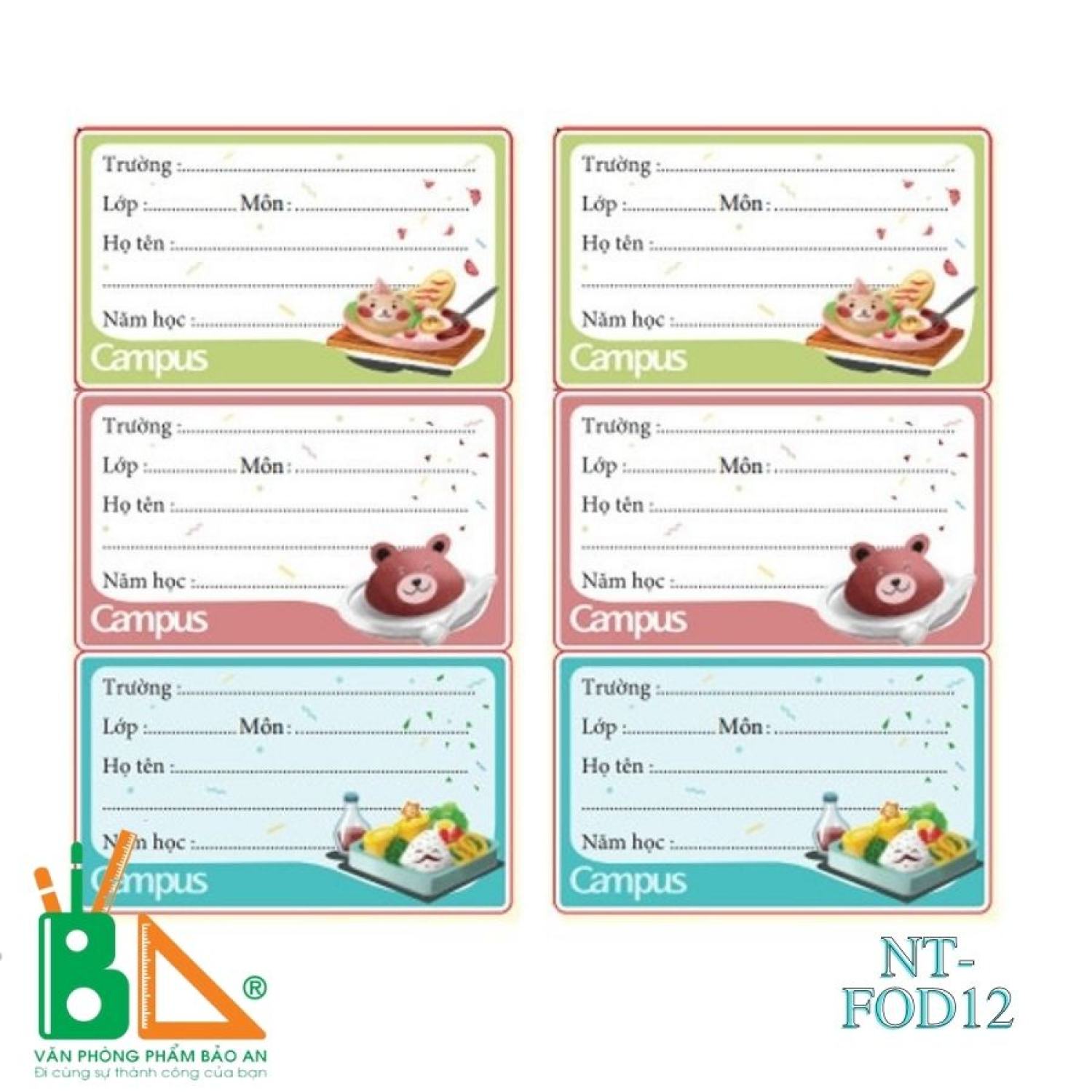 Nhãn vở Campus FOOD NT-FOD12 (12 nhãn/túi)