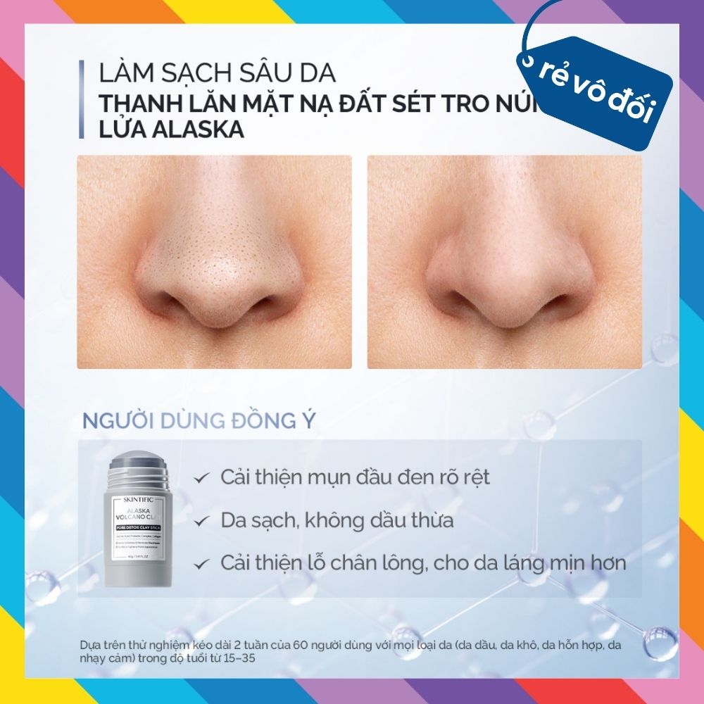 Thanh Lăn Mặt Nạ Đất Sét SKINTIFIC Ngải Cứu / Tro Núi Lửa Alaska 40gr