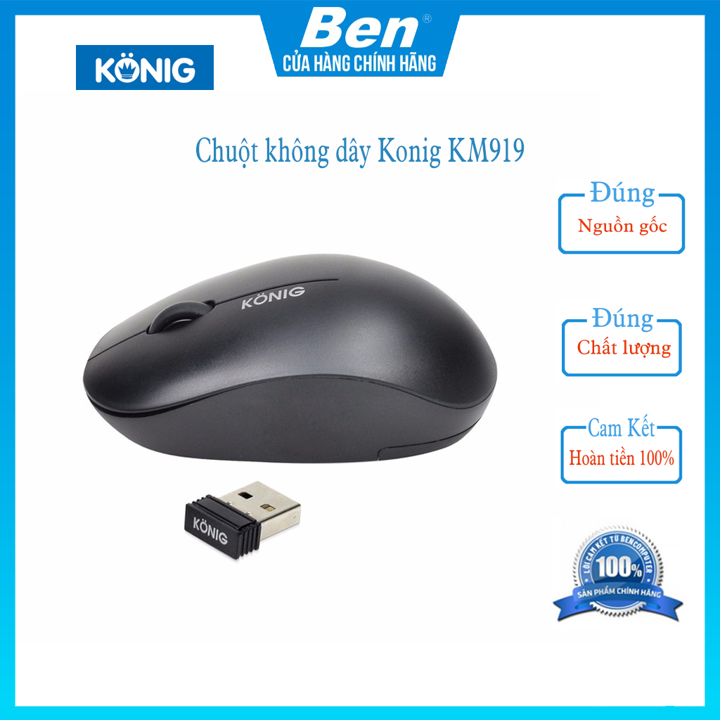 Chuột máy tính không dây Wireless Konig KM919 Bảo Hành Chính Hãng 1 Năm - Ben Computer Store