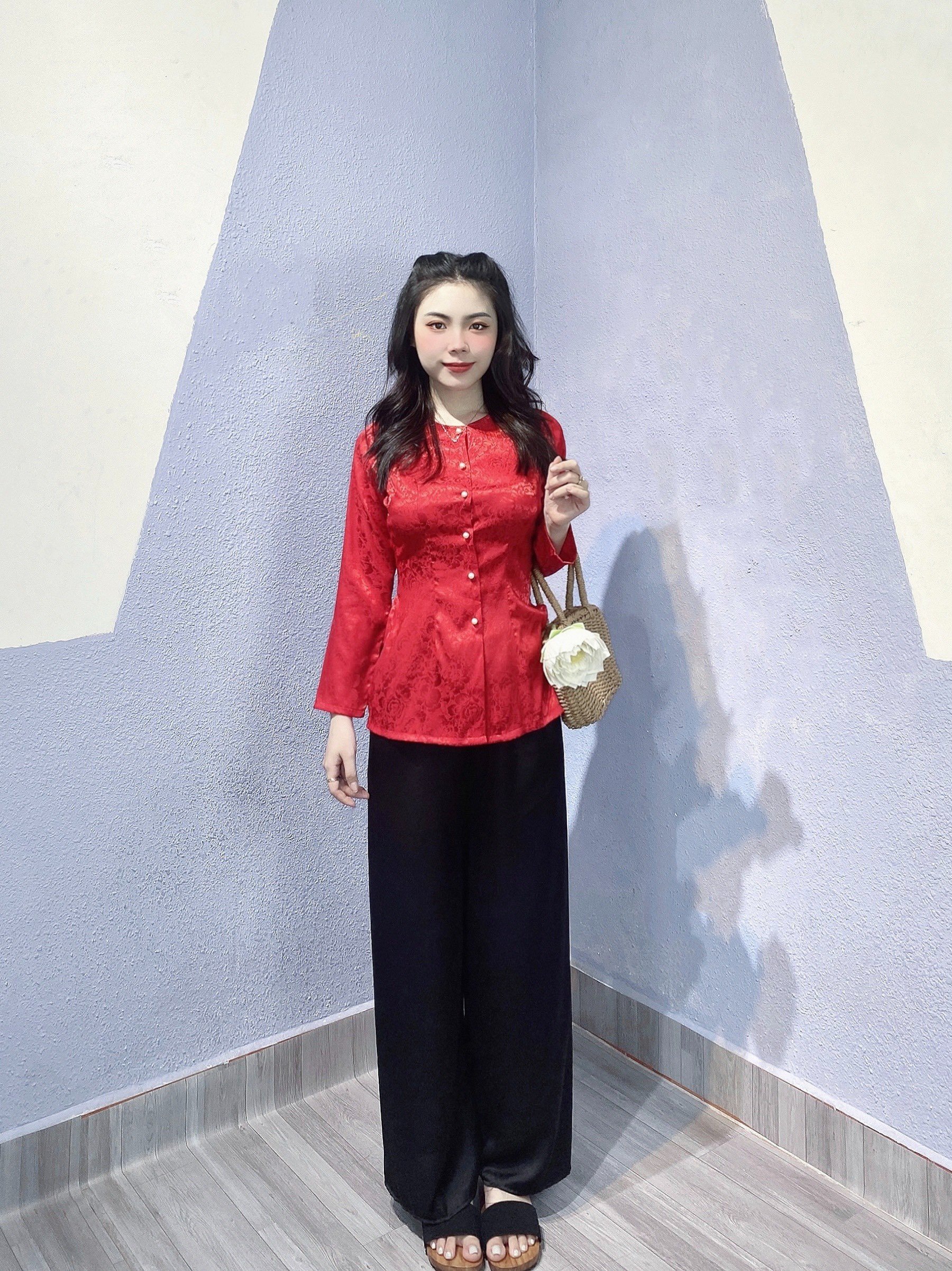 Áo lẻ bà ba gấm tay dài  G4