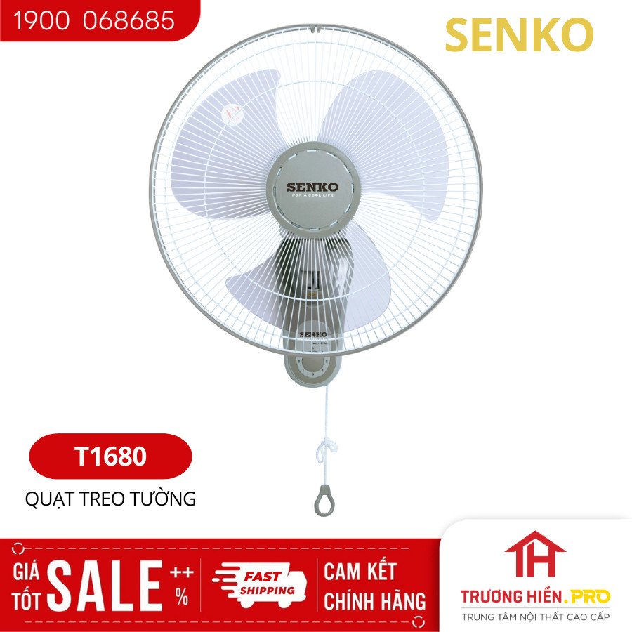 Quạt treo tường 1 dây mới senko t1680- công suất 47 w- hàng chính hãng - giao màu ngẫu nhiên