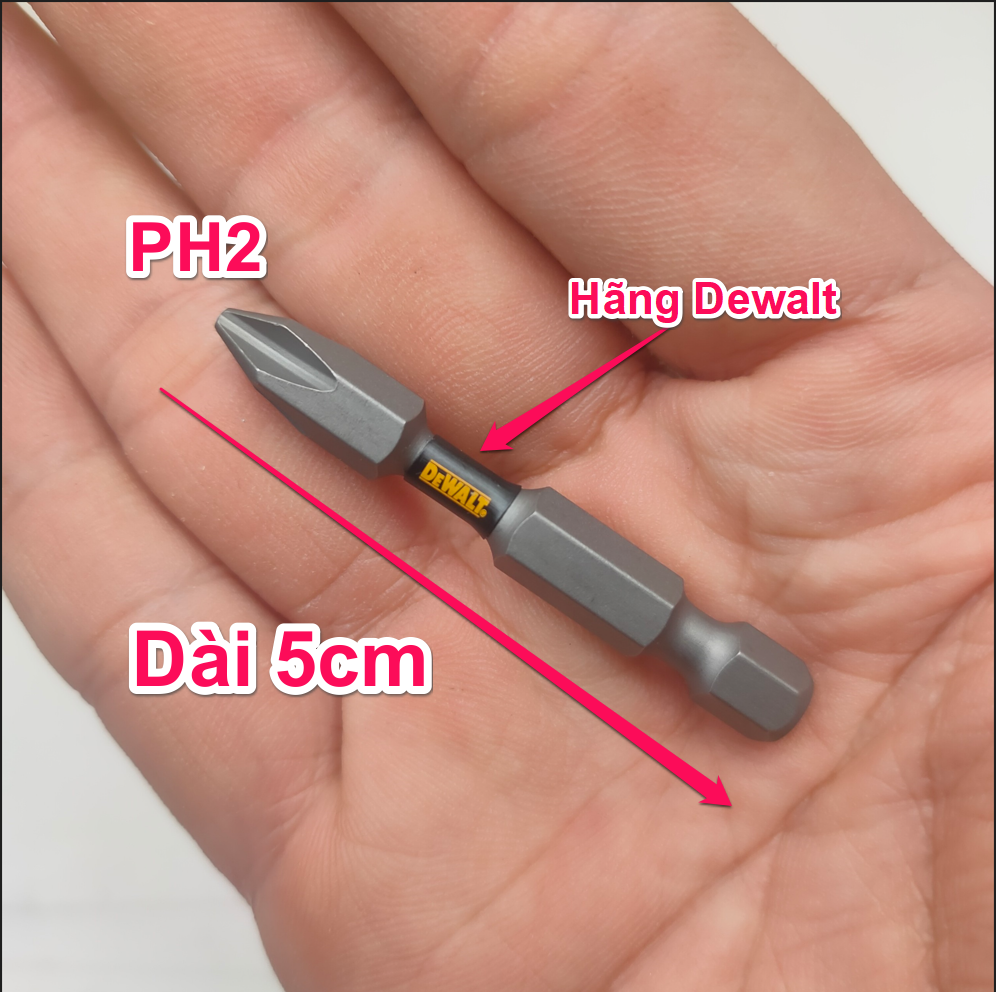 Đầu vít bake dewalt - Dài 5cm PH2