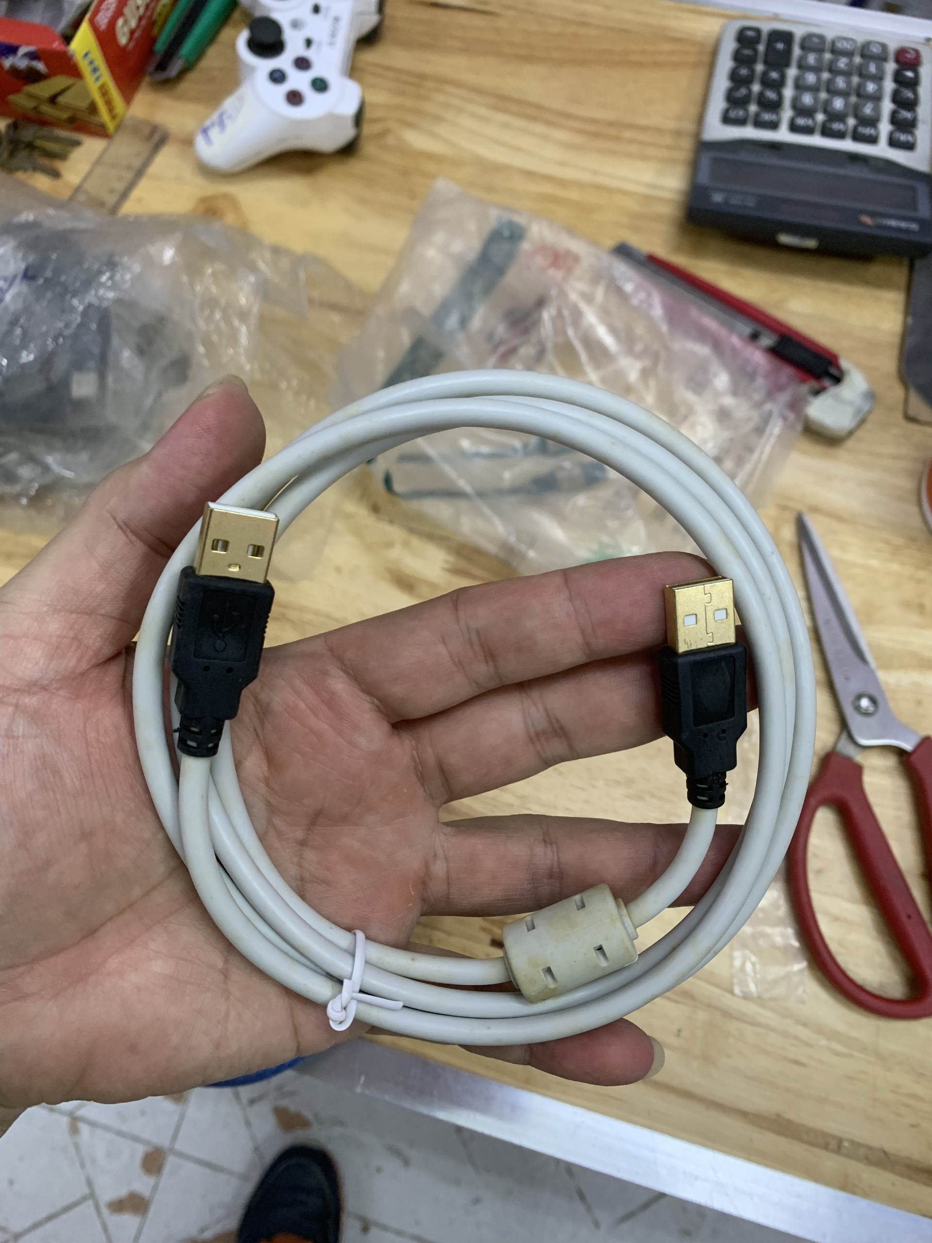 Cáp 2 đầu Usb đực Dây 2 đầu Usb đực loại dây tốt đời đầu kèm cục đẩy