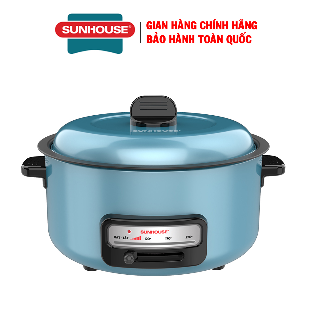 Nồi Lẩu điện Sunhouse SHD4527 - Nồi lẩu đa năng Sunhouse - Lẩu điện đa năng Lẩu, Xào, Chiên, Rán  - Lòng nồi chống dính cao cấp, Dung tích 3.5L, Công suất 1300W, Bảo hành 12 tháng