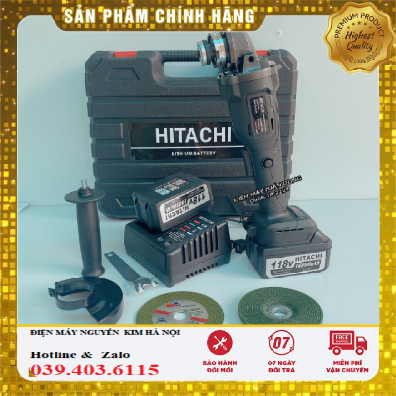|HÀNG CHÍNH HÃNG| HÀNG CHÍNH HÃNG| Máy mài pin Hitachi 118V - 2 PIN 20000mAh - Động cơ không than - 100% Đồng TẶNG 1 ĐÁ MÀI + 1 ĐÁ CẮT