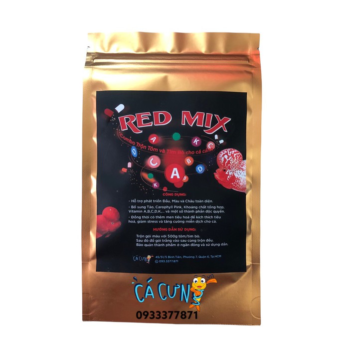 Combo Trộn Tôm - Tim Bò - Thức ăn cho cá cảnh - RED MIX và YELLOW MIX