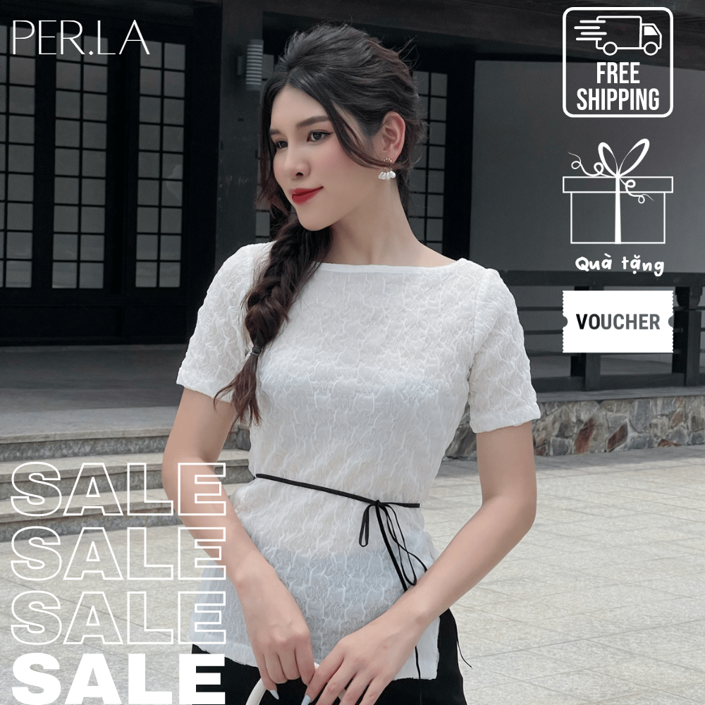Áo nữ ngắn tay tơ xốp nhăn PERLA