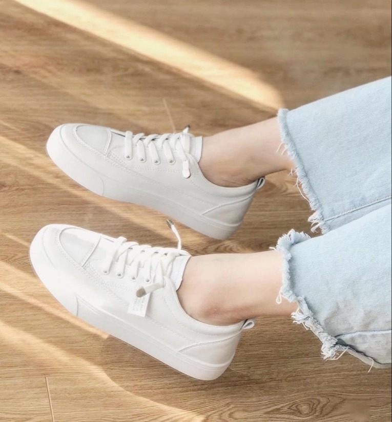 Giày thể thao nữ Đế dẻo Dây rút Trắng Cực đẹp Giày hot trend 2020 giá rẻ