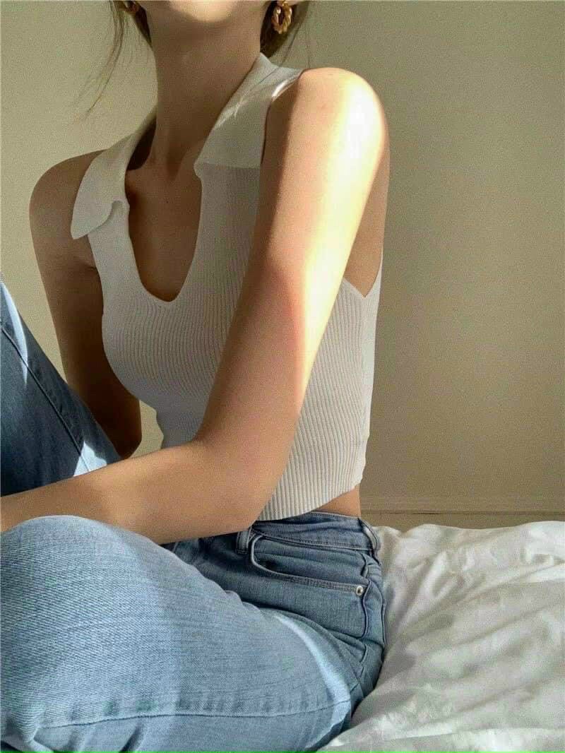 Áo ba lỗ cổ bẻ cực xinh