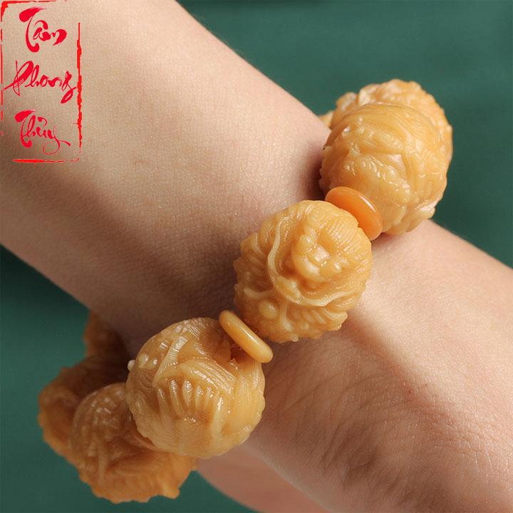 Vòng Tay Phong Thủy Gỗ Bồ Đề Cao Cấp Khắc Hỏa Kỳ Lân - Pháp Tâm
