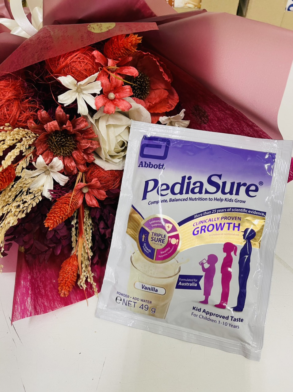 COMBO (5 gói) Sữa PediaSure Úc dạng gói 49gr date 2021