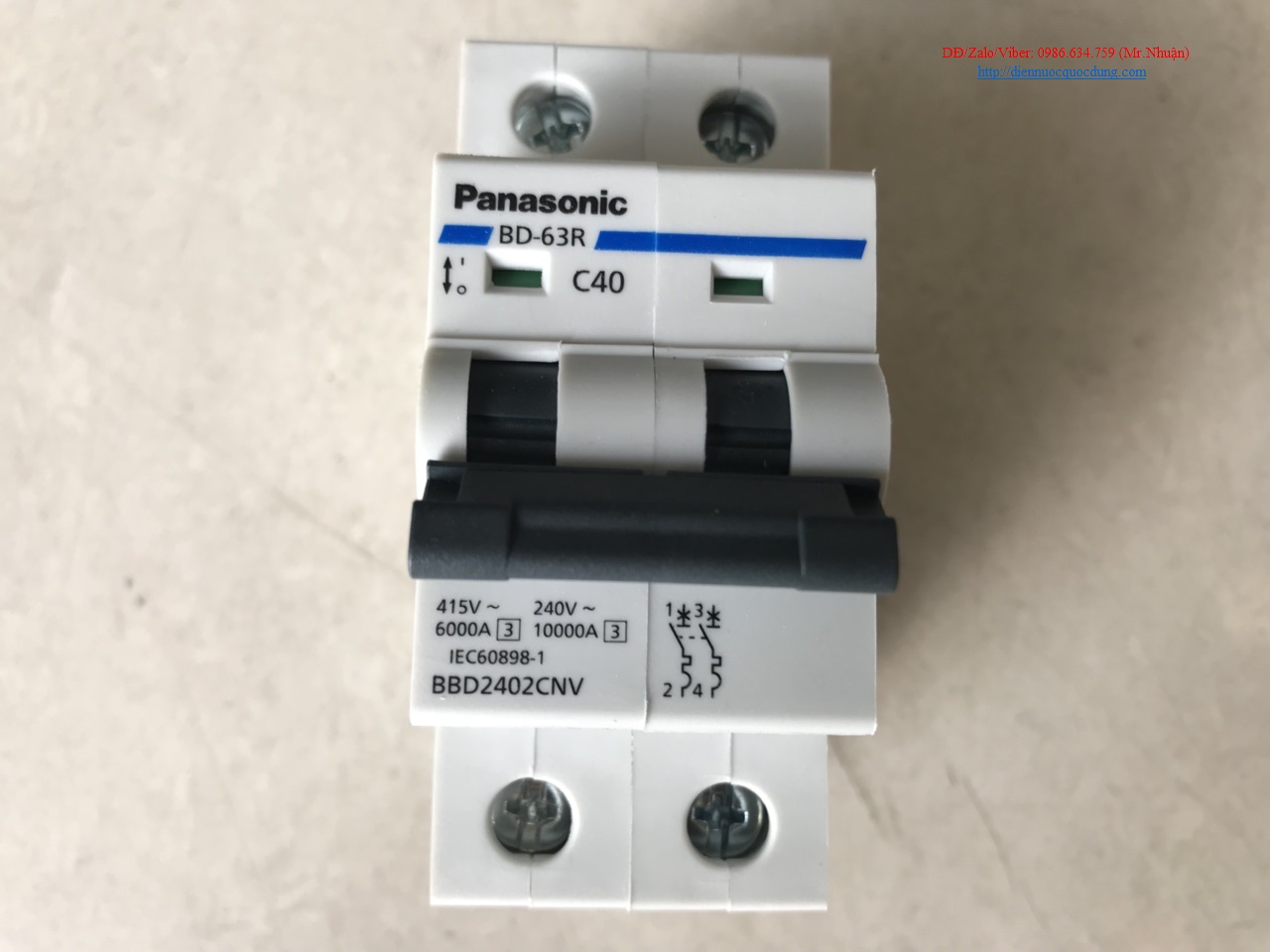 CB PANASONIC 2 PHA 32A -63A, Cầu dao tự động DIN MCB 32A-63A