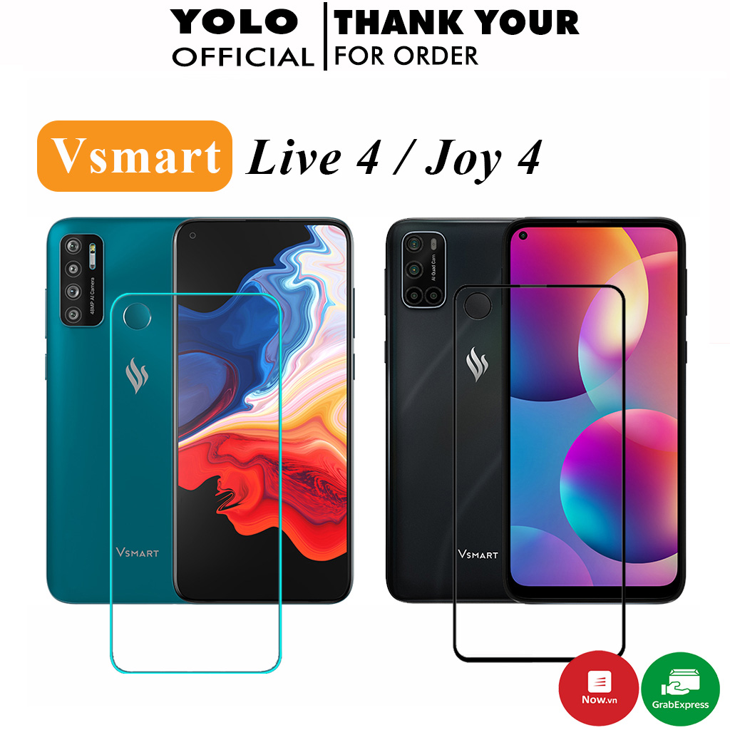 Kính Cường lực Vsmart Live 4 Joy 4 Full Màn và trong suốt tặng kèm khăn lau màn hình