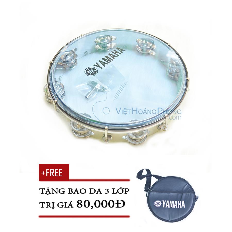 Trống lắc tay - trống gõ bo - Tambourine Yamaha MT6-102B (Xanh Trong) + Bao da 3 lớp - Việt Hoàng Phong