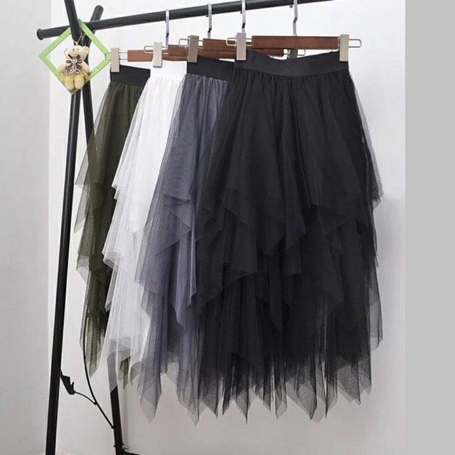 Chân Váy Xòe TUTU TUA NHỌN thời trang dautaystore, lưng chun co dãn freesize