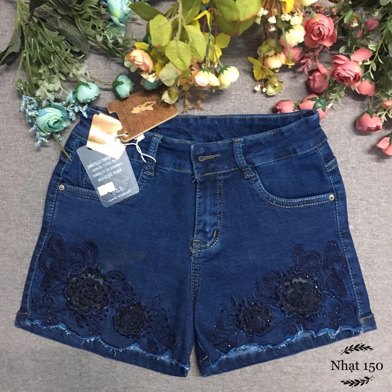 [HCM]Quần sọt jean thêu hoa đính cườm (có big size) JST