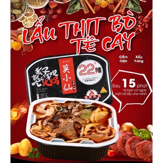 combo 3 hộp lẩu bò tê cay tự sôi