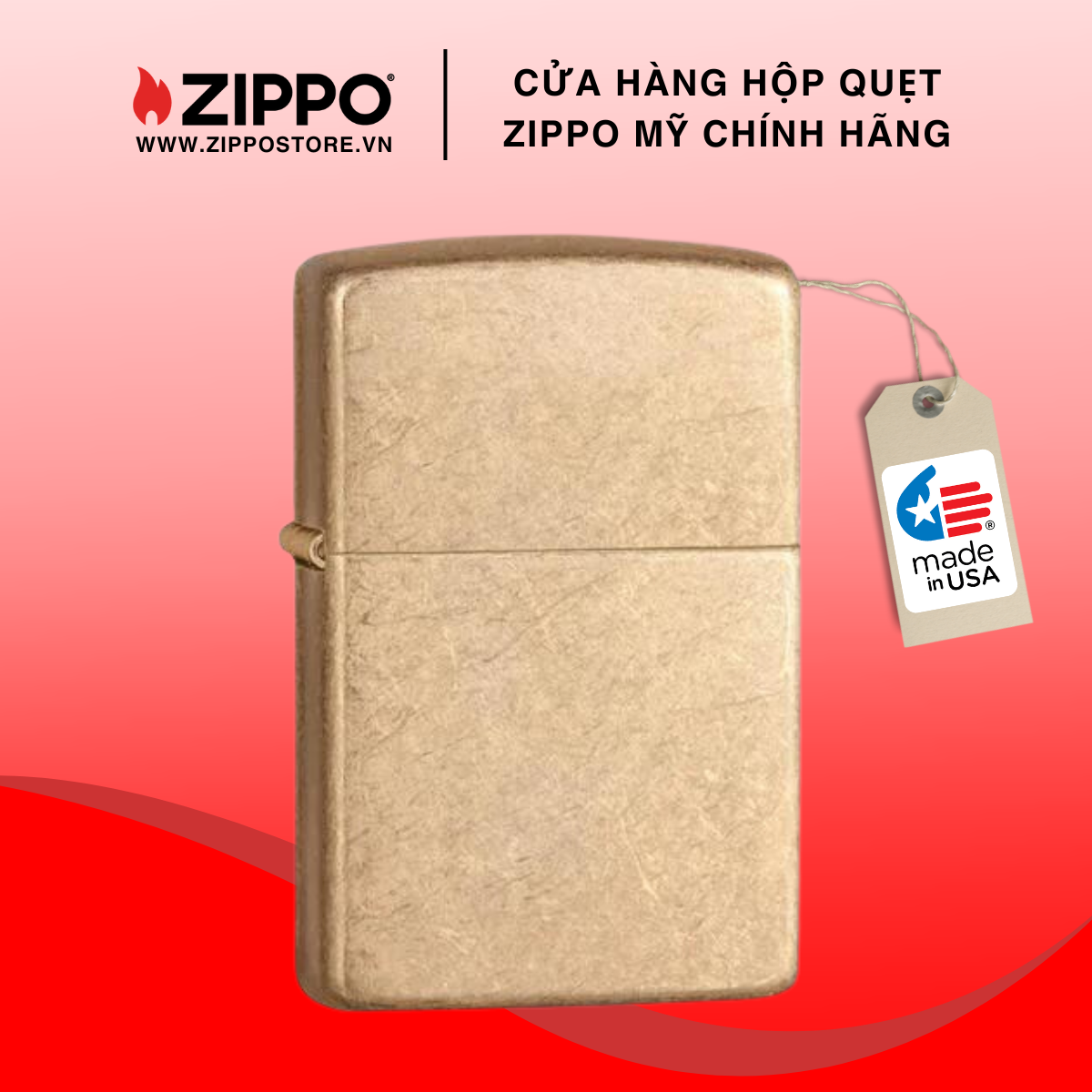 Bật Lửa Zippo Armor Tumbled Brass 28496
