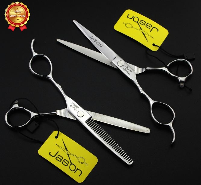 bộ kéo cắt tóc tay trái jason màu trắng (Mua cặp kéo được tặng bao da, lược toni guy, chỉnh kéo )