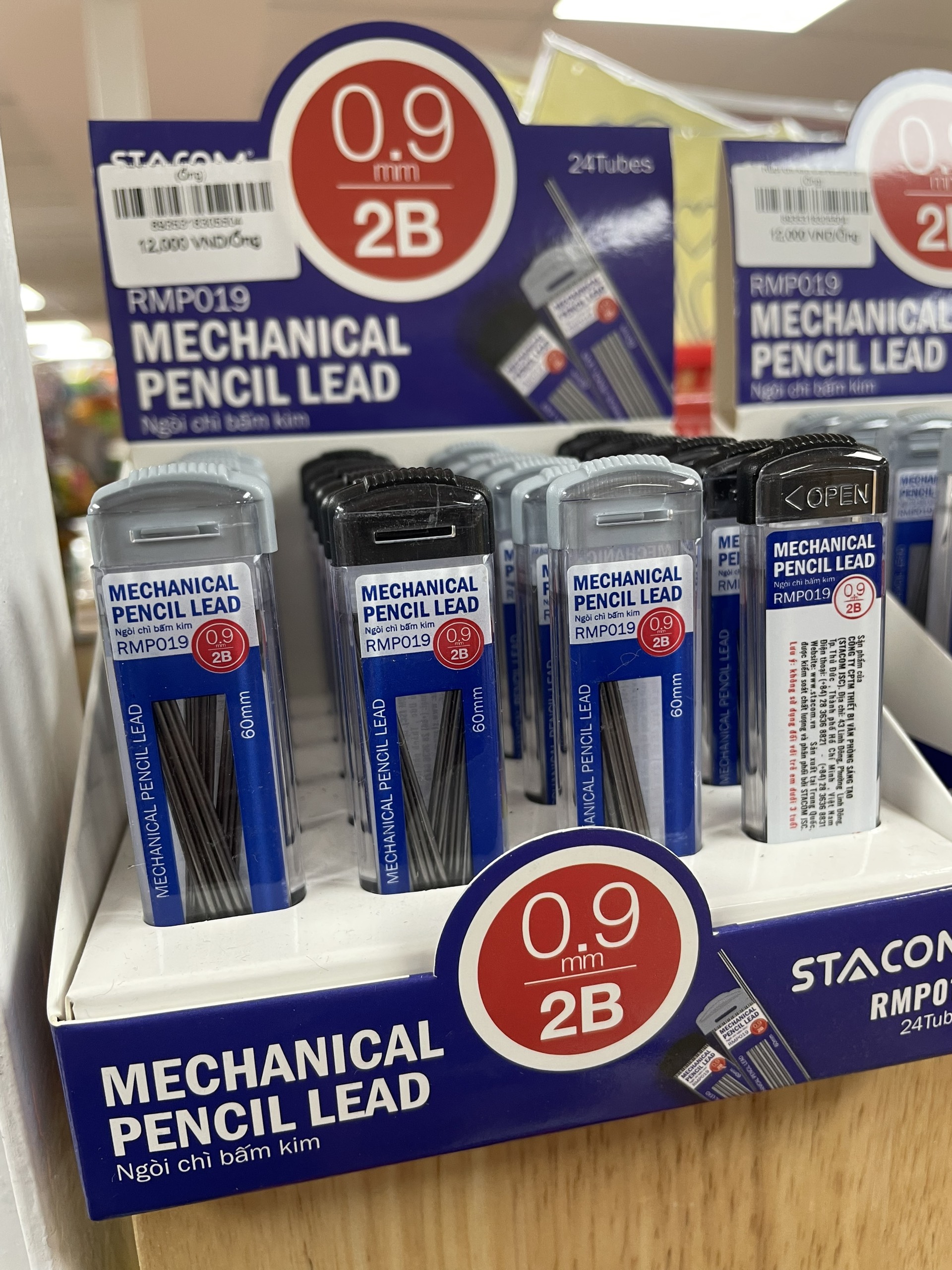 (1 Ống) Ruột Bút Chì Kim Bấm 2B 0.9 mm - Stacom RMP019