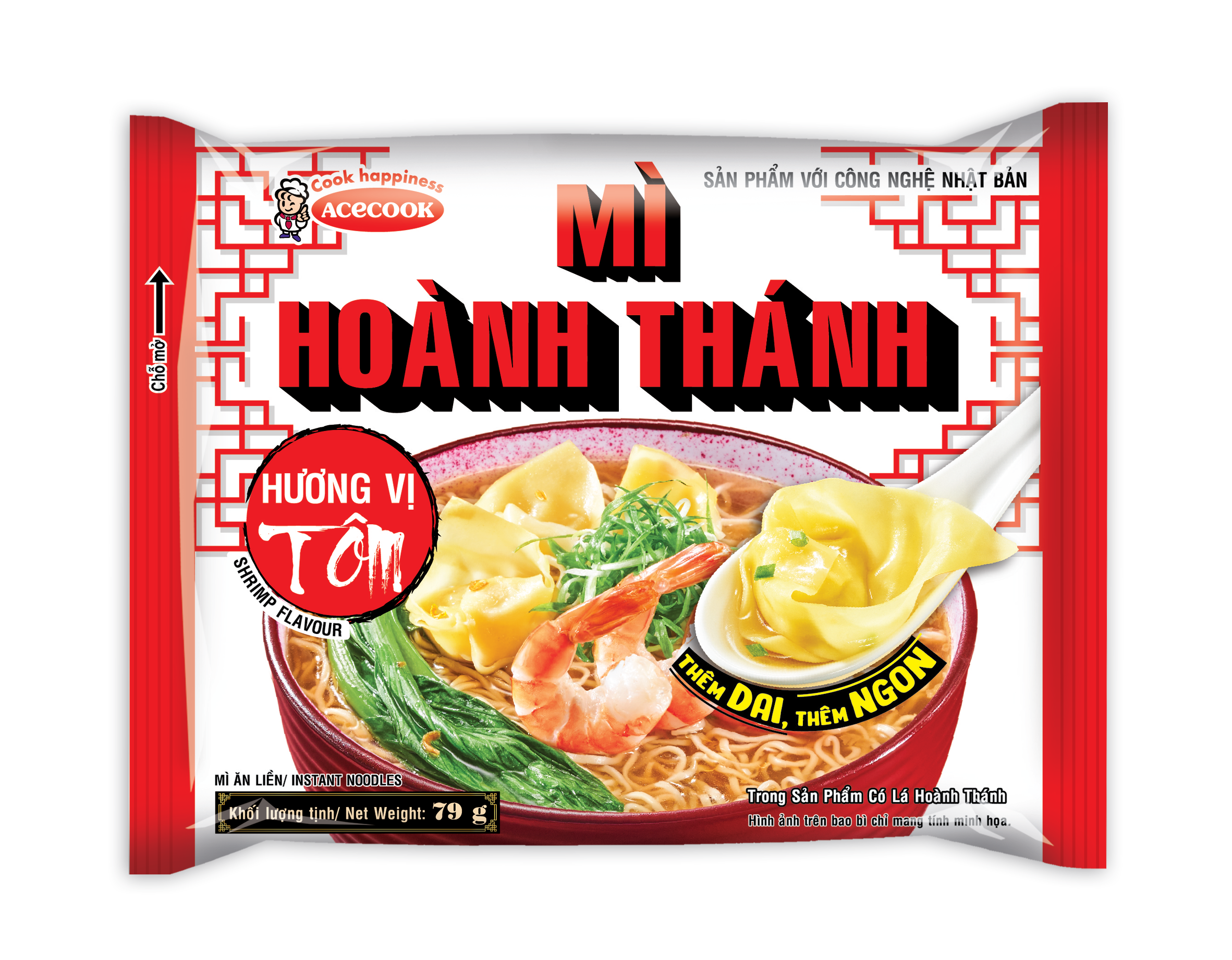 Combo 5 gói mì tôm hoành thánh .