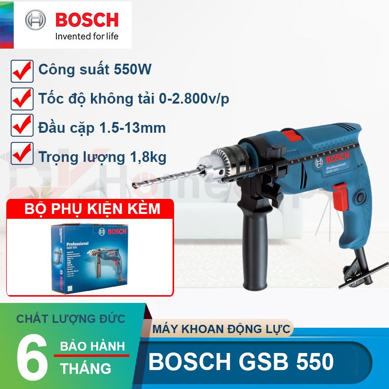 Máy khoan động lực 550W Bosch GSB 550 + Tặng 3 mũi khoan 6/8/10mm