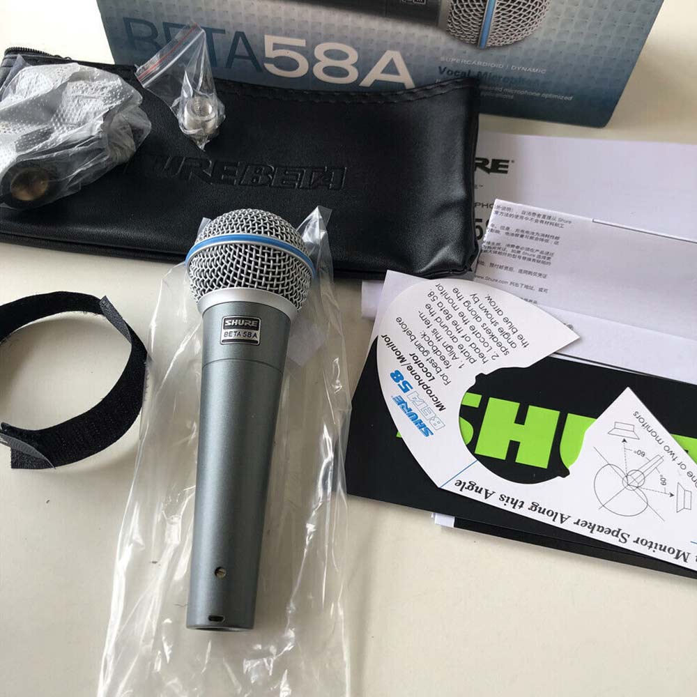 Shure Beta58A Dynamic Handheld Vocal Microphone Super Cardioid Dynamic Dynamic Microphone Wired Microphone Ideal for Vocal/Karaoke/Party