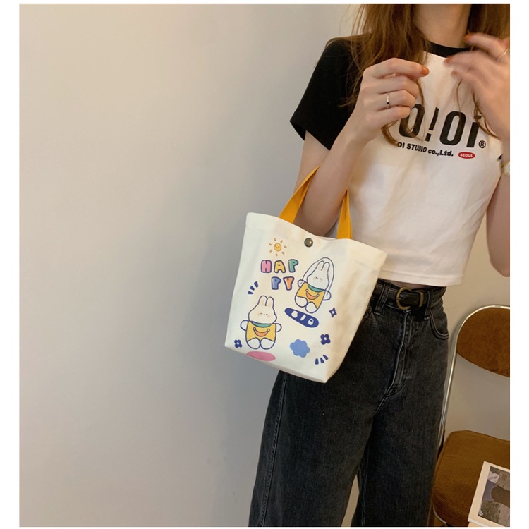 Túi tote vải mini in hình thỏ cute