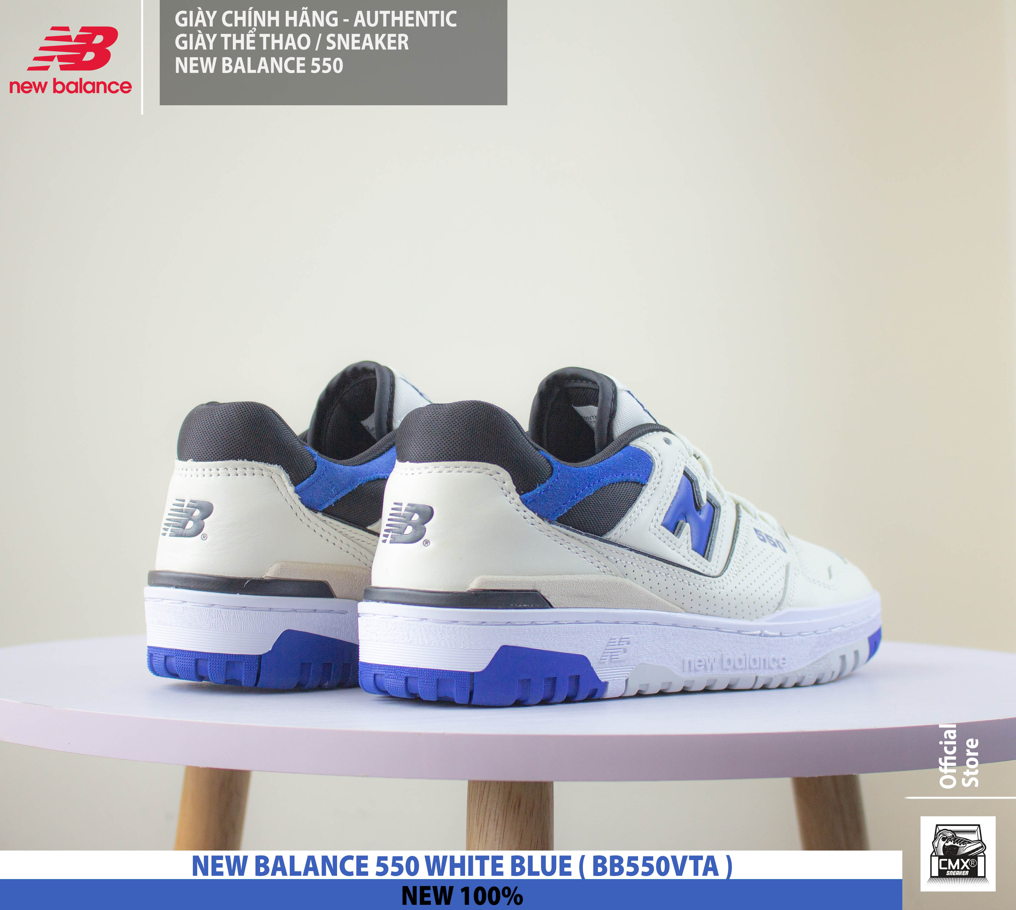 😘 [ HÀNG CHÍNH HÃNG CÓ SẴN ] Giày New Balance 550 WHITE BLUE ( BB550VTA ) - AUTHENTIC 100%