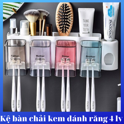 BÁO GIÁ Kệ Để Bàn Chải Kem Đánh Răng | Shopee Lazada Sendo Tiki mới nhất 66 Kệ 4 ngăn đựng bàn chải kem đánh răng kèm 4 ly xinh xắn - Kệ để đồ nhà tắm hút chân không siêu tiện lợi cho mọi gia đình