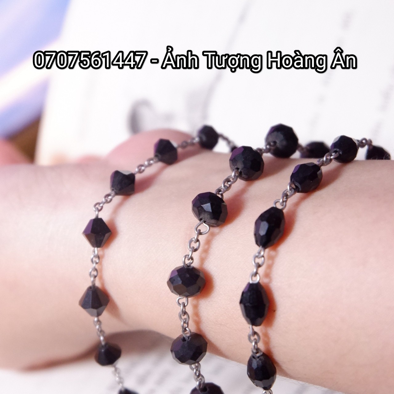 LẮC TAY VÒNG TAY CHUỖI HẠT PHA LÊ MÀU ĐEN