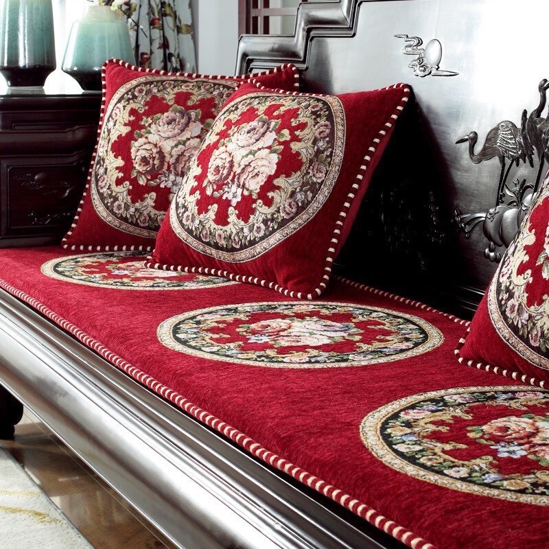 Thảm trải ghế Tây Âu, Đệm ghế, Đệm trải trên ghế gỗ( ruột thảm bằng bông tấm ép chống xẹp)