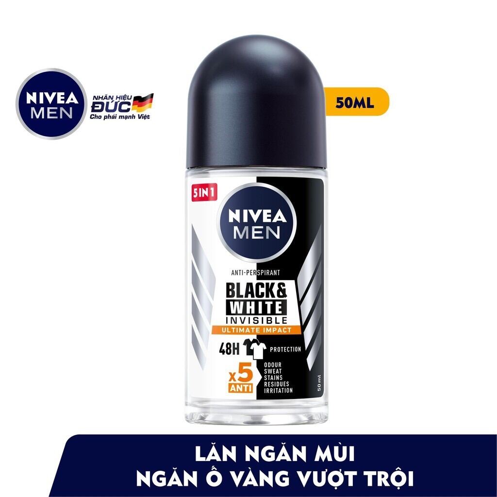Lăn Khử Mùi Nivea Men Invisible For Black & White 50ml,,