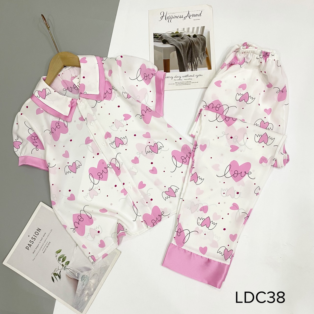 Bộ pijama lụa mango quần dài cao cấp có size