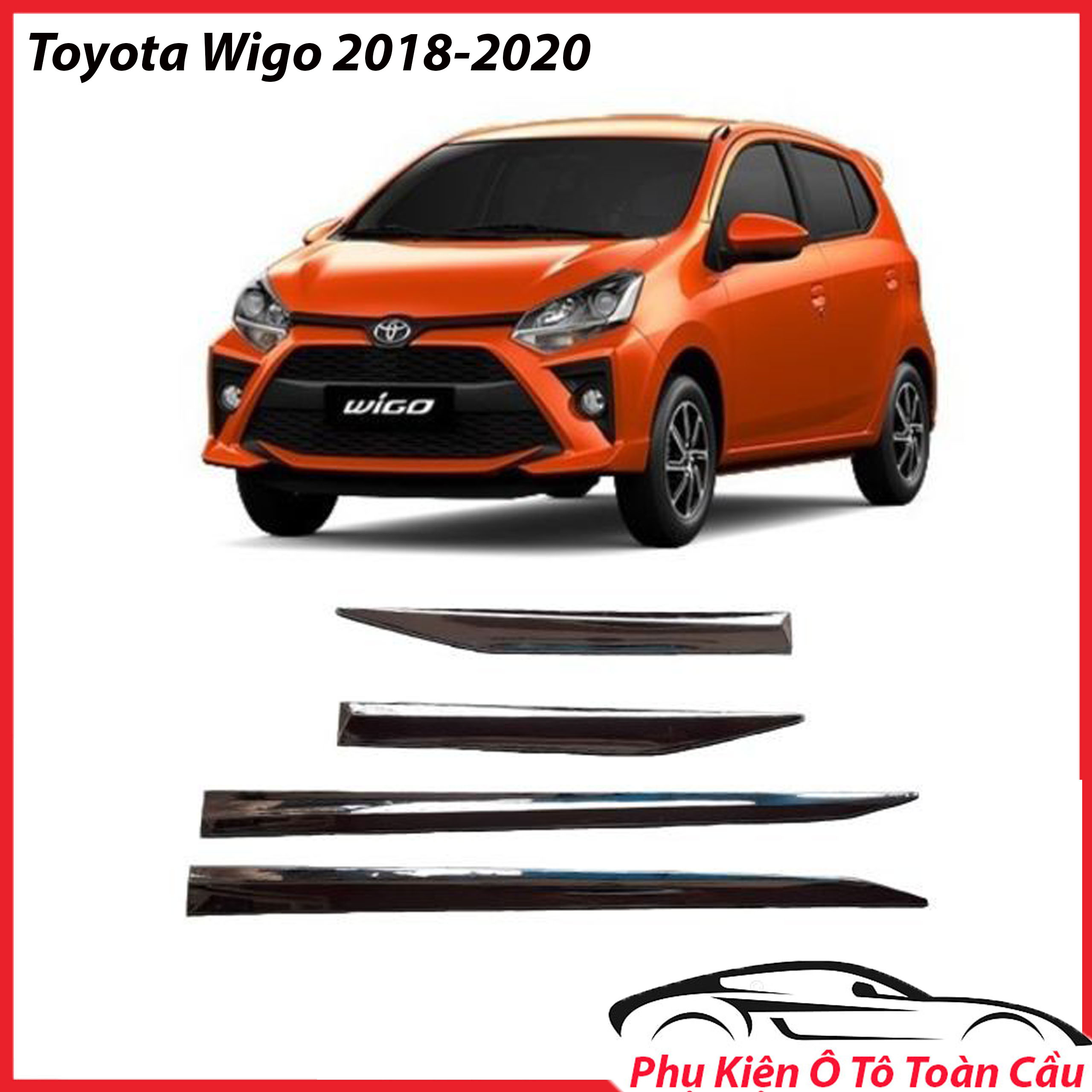 Nẹp Sườn Mạ Crom Cao Cấp  Xe Wigo 2018-2020
