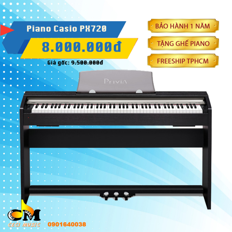 Đàn Piano Casio PX720.Bảo hành 1 năm.Tặng ghế Piano trị giá 300000đ