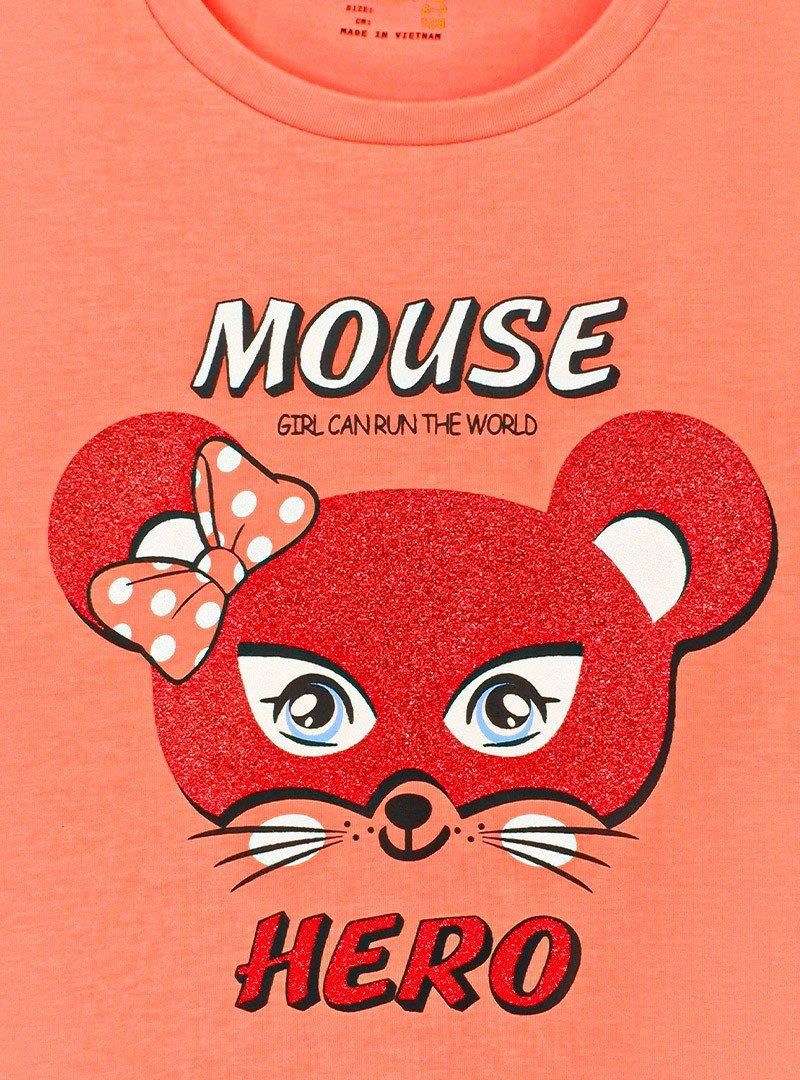 Áo thun bé gái ngắn tay Zodiac Mouse