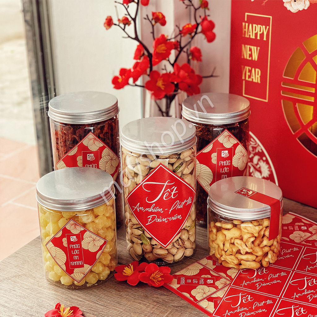 Tem tết dán hộp đựng, túi đựng