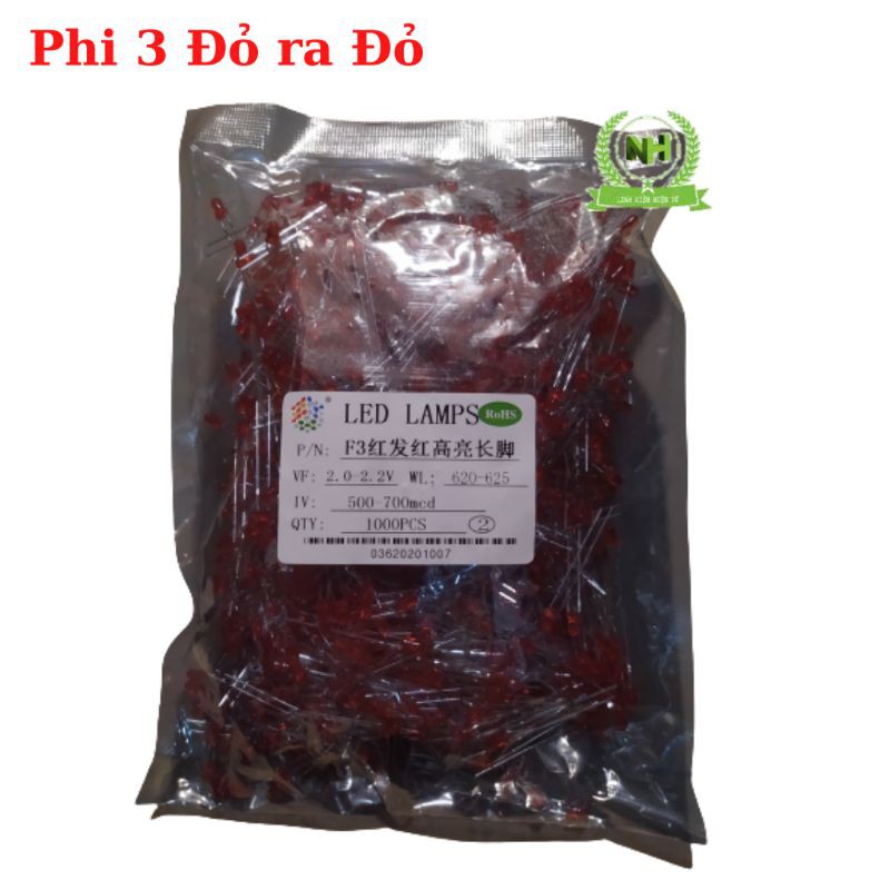 Gói 1000C Led Mầu ra Mầu (Đỏ, Vàng, Xanh Lá , Xanh Dương) 2.0-3.2VDC