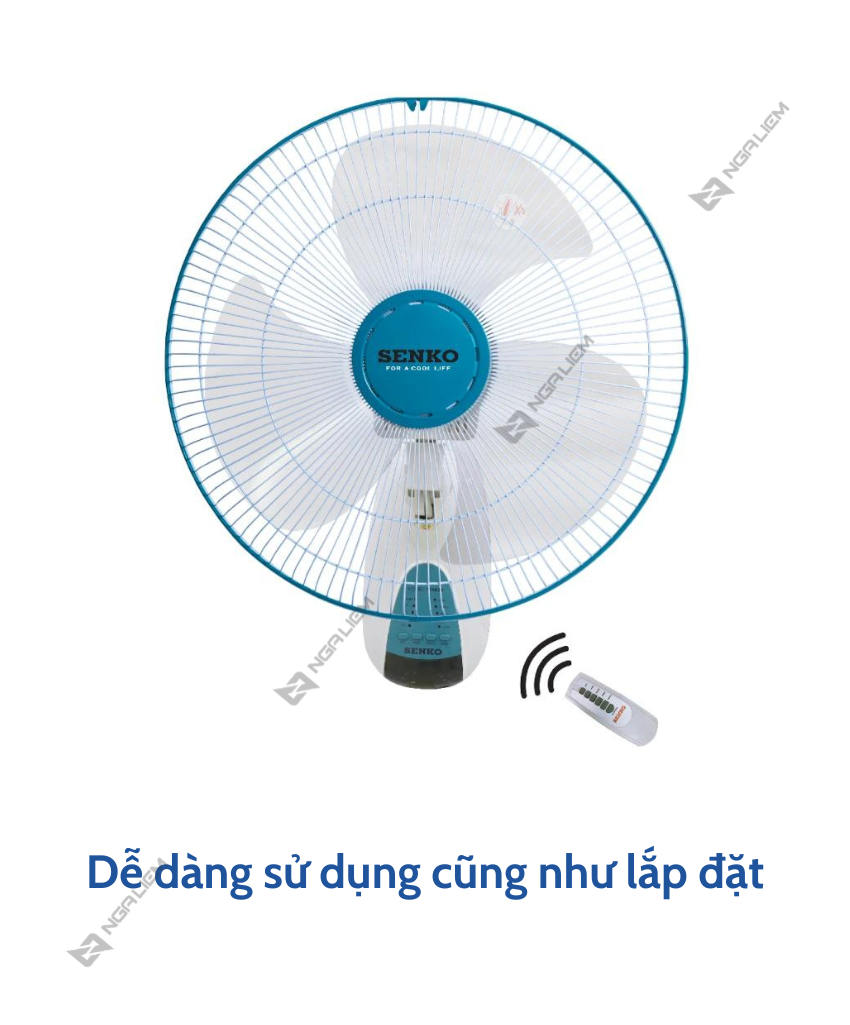 Quạt treo tường điều khiển từ xa tr1628 senko