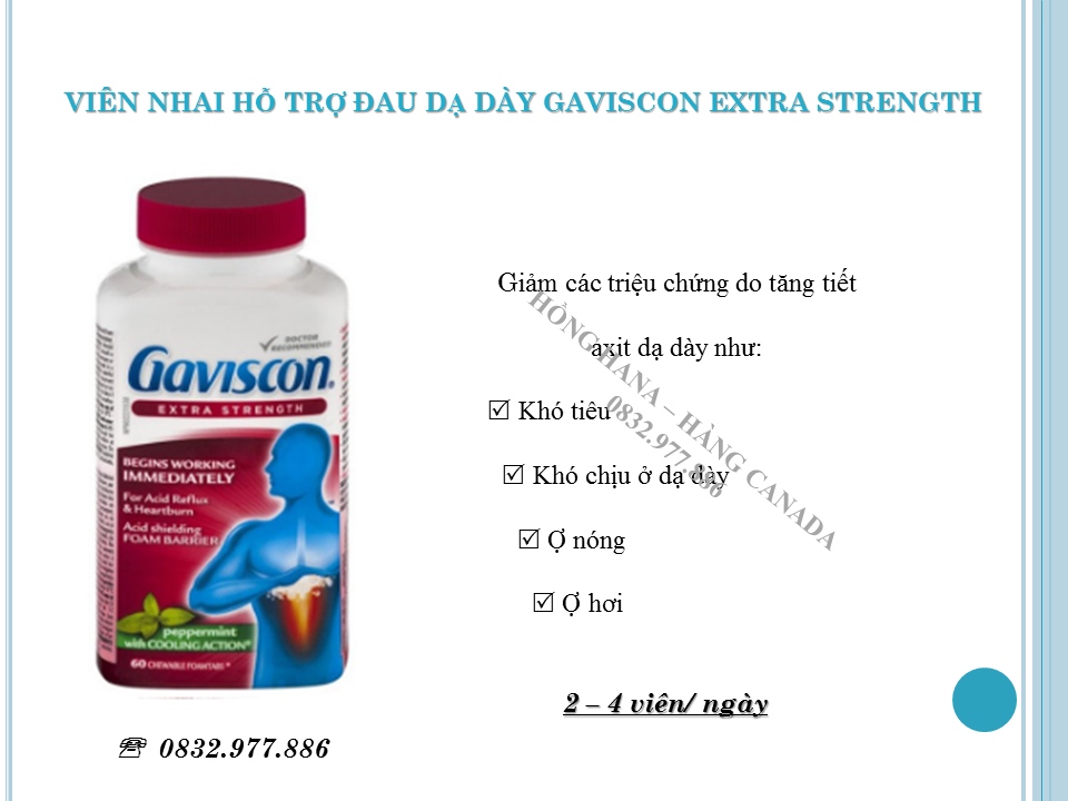 Viên nhai hỗ trợ đau dạ dày Gaviscon Extra Strength (120 viên tặng hộp nhỏ 25 viên)