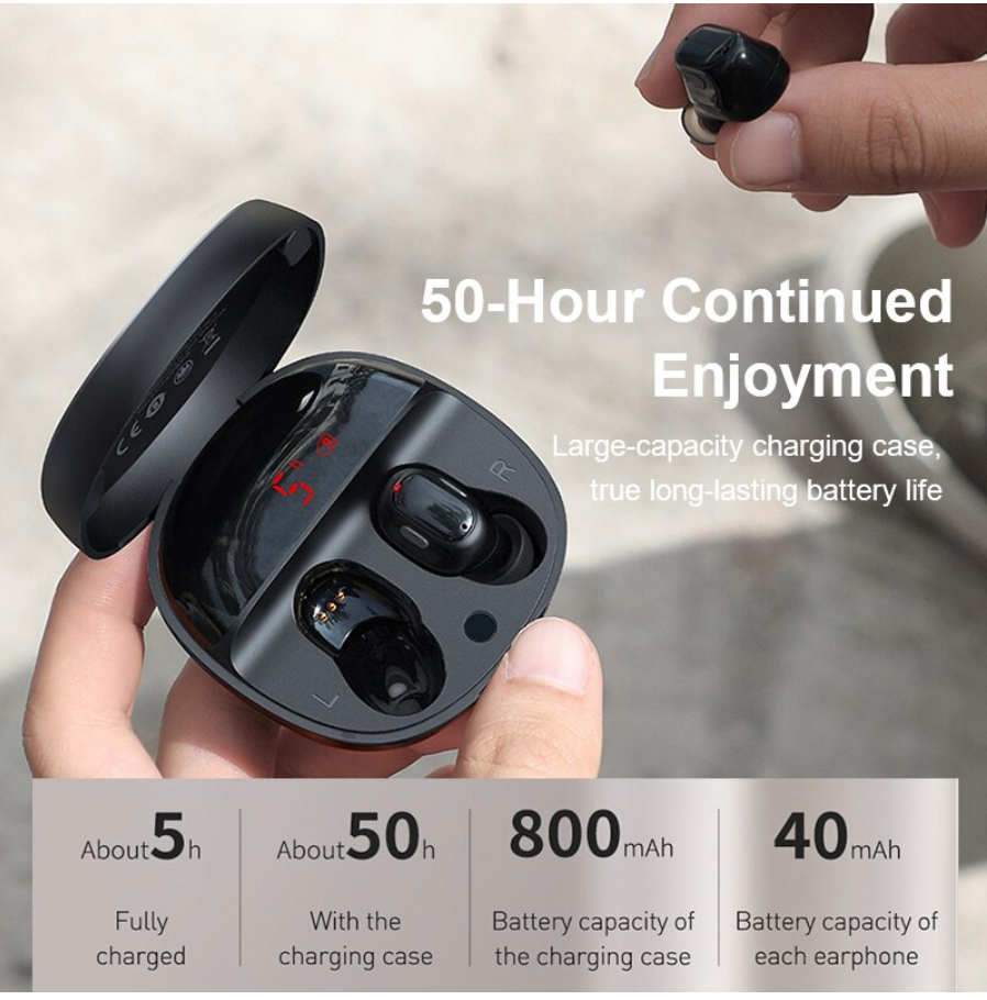 Tai Nghe Nhét Tai Không Dây Bluetooth 5.0 Stereo Mini (Baseus Enock True Wireless Earphones WM01 Plus)